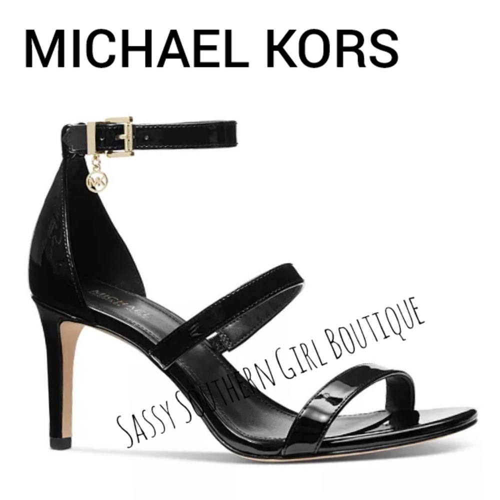 🆕⭐ Micheal Kors Black Patent Sandals Heels - Picture 3 of 16